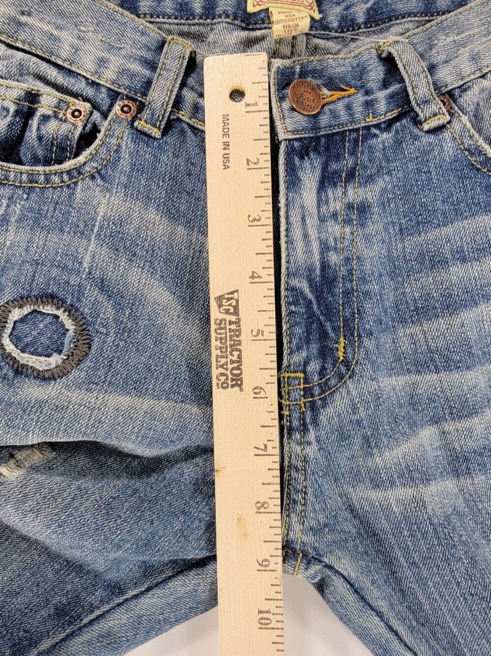 Vintage Y2K 90s Abercrombie & Fitch Flare Jeans 6 Womens Floral Embroidered NEW - Picture 14 of 16